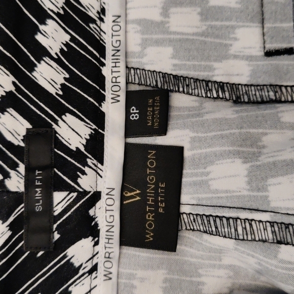 𝅺WORTHINGTON Slim Fit Black & White Pencil Pants, Size 8P, Like New & Perfect - Picture 10 of 11